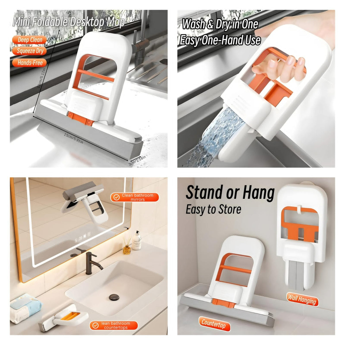 Foldable Mini Mop | Portable Desktop Wet & Dry Cleaning Mop + Free Home Delivery