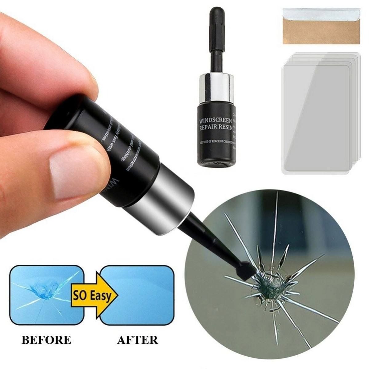 Windshield Automotive Glass Crack Nano Repair Fluid Kit – Quick & Easy Solution for any type of Glass
