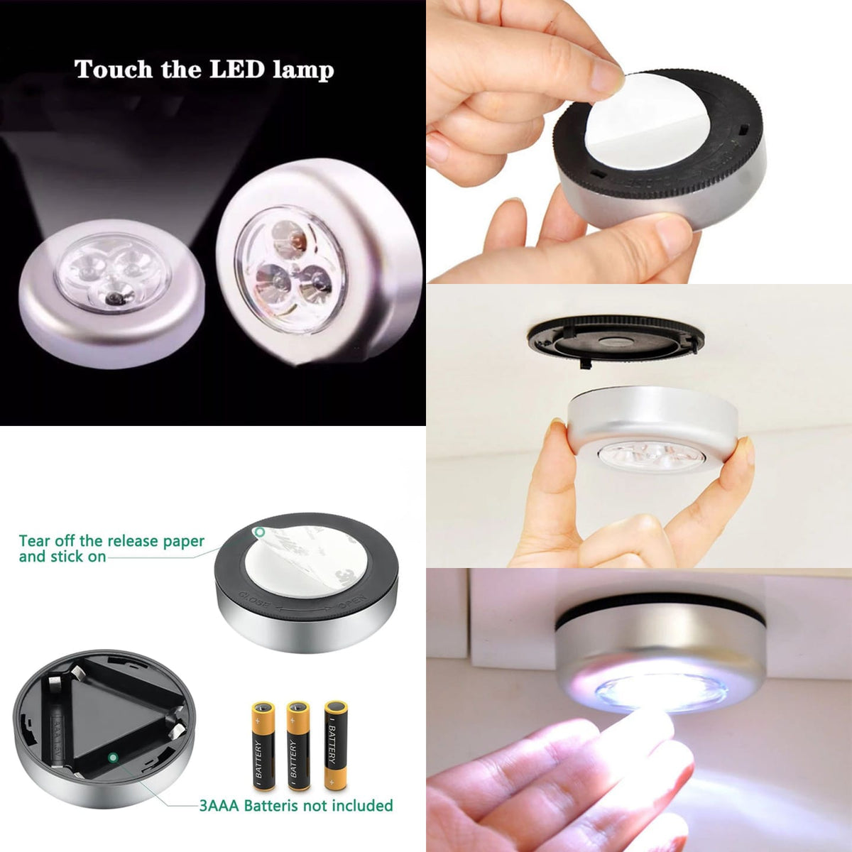 Wireless LED Push Touch Wall Light Mini LED Battery